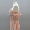 Custom Made Bridesmaid Robes Long Pink Off Shoulder Lace High Low Mermaid Bridesmaid Dress